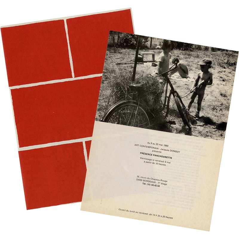 Présence Panchounette, lot de deux cartons d'invitation, 1980 et 2008