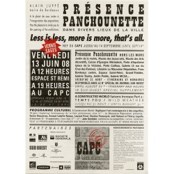 invitation aux 'exposition de Présence Panchounette  au CAPC de Bordeaux et dans 14 autres lieux, du 14 juin au 31 août 2008