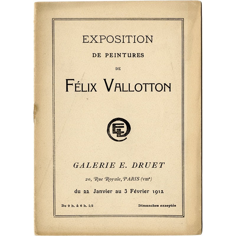 plaquette/catalogue de l'exposition de Félix Vallotton à la galerie Eugène Druet, à Paris, du 22 janvier au 3 février 1912