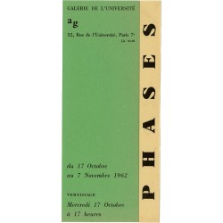 invitation à l'exposition du mouvement Phases, présentée par Edouard Jaguer à la galerie de l'Université, à Paris, 1962