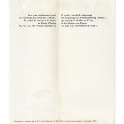 invitation à l'exposition du mouvement Phases, au Musée d'Ixelles, à Bruxelles, du 17 octobre au 15 novembre 1964