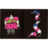 nanas de Niki de Saint Phalle en lithographie 5 couleurs sur papier à grain noir, imprimées, par Sergio Tosi, à Milan