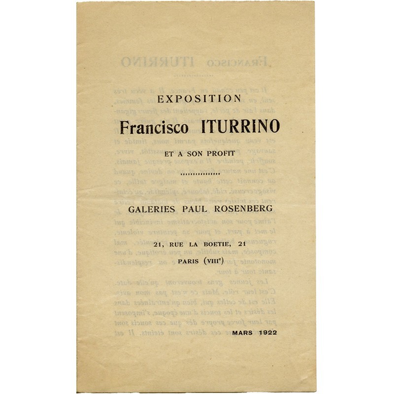 Francisco Iturrino, galerie Paul Rosenberg, Paris, 1922