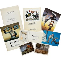 lot de documents de Jules Perahim (invitations,  plaquettes d'exposition,  cartes postales) 1973-1993