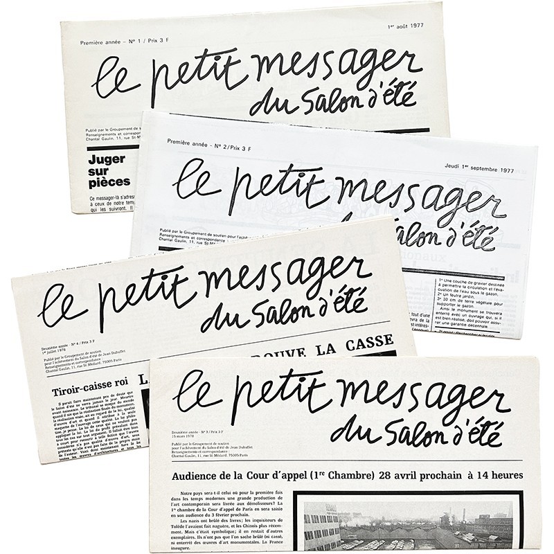 4 n° du journal "Le Petit Messager du Salon d'été", publié par Jean Dubuffet pour l'achèvement de sa sculpture pour Renault