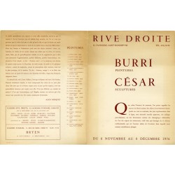 plaquette/catalogue de l'exposition d'Alberto Burri et de César, galerie Rive Droite, du 6 novembre au 8 décembre 1956