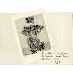 gravure à l'eau-forte et aquatinte d'Assadour, pour les vœux des éditions Empreintes et de la galerie La Pochade, s.d.