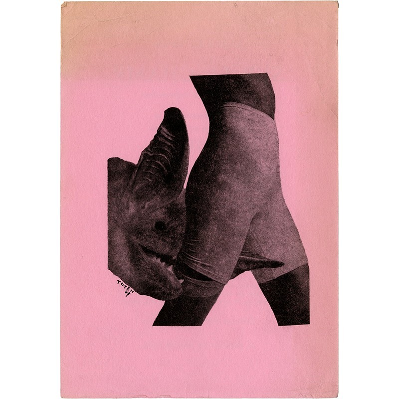 collage de Toyen sur le bulletin de souscription du livre d'Annie Le Brun "Sur le champ", Éditions Surréalistes,  1969