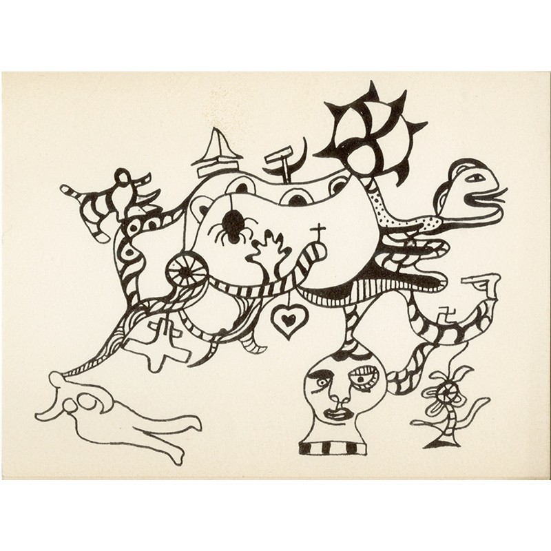 carton d'invitation à l'exposition "Le rêve de Diane" de Niki de Saint Phalle à la galerie Alexandre Iolas, à Paris en 1970