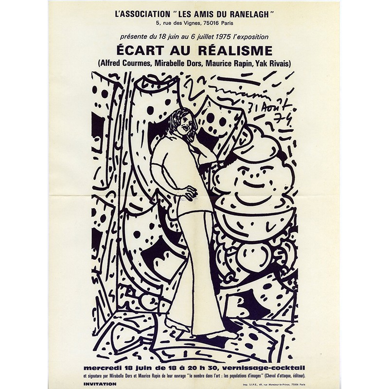exposition "Écart au réalisme" avec Alfred Courmes, Mirabelle Dors, Maurice Rapin, Yak Rivais, "Les amis du Ranelagh", 1975