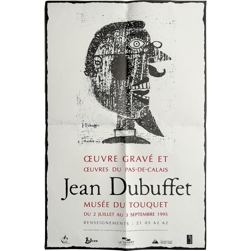 affiche de l'exposition de Jean Dubuffet au musée du Touquet, du 2 juillet au 4 septembre 1995