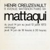 carton d'invitation pour 2 expositions "Matta Où" et "Mattaqui", galerie Alexandre Iolas et galerie Henri Creuzevault, 1973