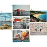 lot de 6 cartes postales envoyées par Arthur Aeschbacher à Jacques Damase (entre 1979 et 1981), avec collages