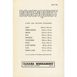 liste des œuvres exposées à l'exposition de James Rosenquist à la Galerie Ileana Sonnabend, à Paris, en juin 1964
