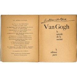 essai d'Antonin Artaud, "Van Gogh, le suicidé de la société" pour l’exposition Van Gogh au Musée de l'Orangerie, 1947