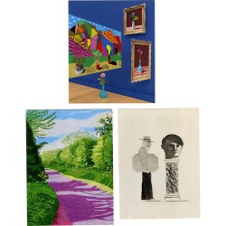 lot de cartons d'invitation pour le vernissage des expositions de David Hockney à la galerie Lelong entre 2015 et 2025