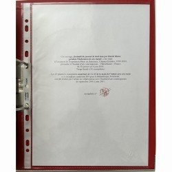 fac-similé du journal de bord de Daniel Buren pendant l'élaboration de son l'exposition « Mise en demeure, cabanes éclatées »