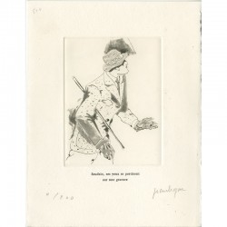 Aquatinte de Jean Le Gac pour une carte de voeux adressée à Anne Dagbert