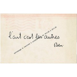invitation au vernissage de l'exposition de Ben "L'art c'est les autres", le mercredi 5 octobre 1977