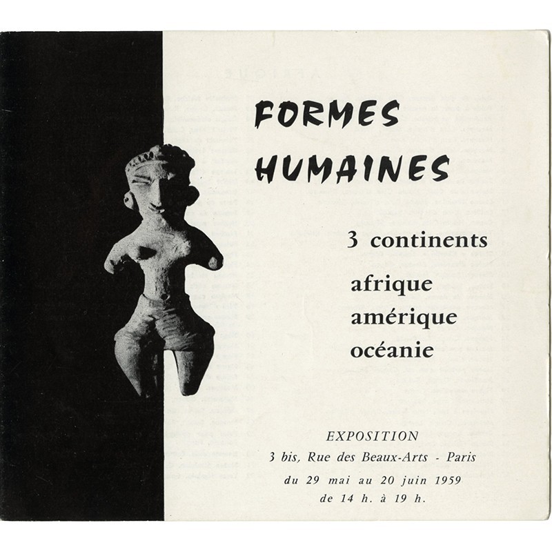 carton d'invitation à l'exposition "Formes humaines - 3 continents, Afrique, Amérique, Océanie" 1959