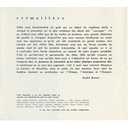 texte "Crémaillère" d'André Breton  pour l'exposition "Formes humaines ", galerie Le Corneur - Roudillon, 1959