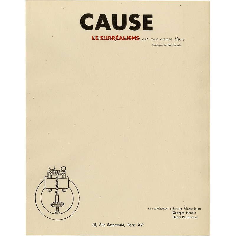 papier à en-tête de la revue surréaliste Cause, illustré par Victor Brauner, ca 1947