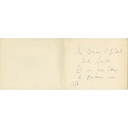 message personnel manuscrit et signé de Vieira da Silva, carte de voeux de 1987
