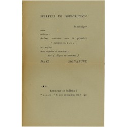 bulletin de souscription pour la revue des "Cahiers G.L.M.", mai 1936