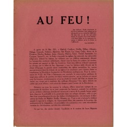 "Au feu" tract de Louis Aragon et André Thirion au sujet des incendies d'églises et de couvents en Espagne en 1931