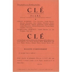 bulletin d'abonnement pour CLÉ le bulletin de la F.I.A.R.I , créée par André Breton, 1939