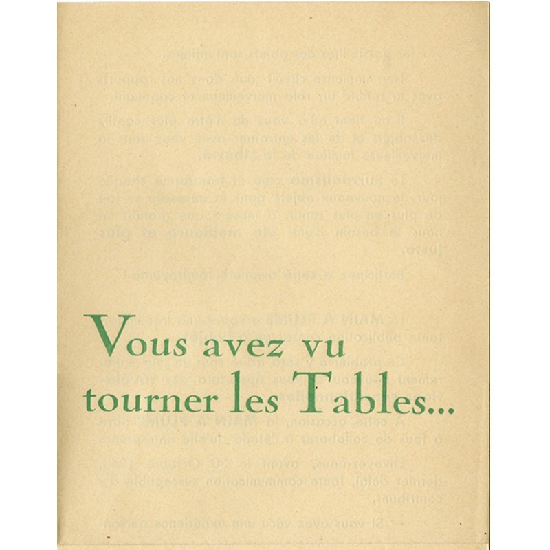 L'objet, La Main à plume, bulletin de souscription, 1943