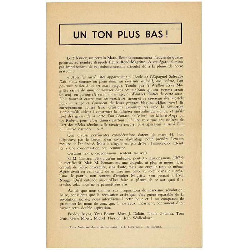 tact de Tom Gutt, Un ton plus bas ! (Een Toontje Lager ) 1962