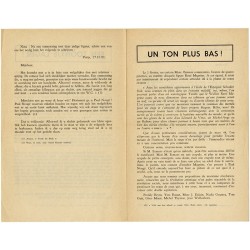 Un ton plus bas, tract publié avec la mention : "Éditeur responsable : Tom Gutt", 27 décembre 1962