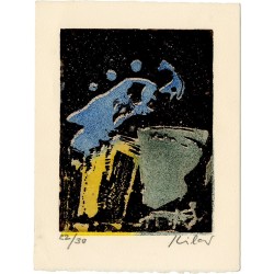 épreuve d'artiste d'une gravure sur bois, signée au crayon par Stéphane Kilar, pour ses vœux de l'année 2015