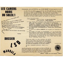 flyer annonçant la parution d'une nouvelle collection des Éditions du Soleil Noir : Les cahiers noirs du Soleil 1 : LSD Mandala