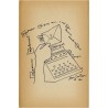 dessin de Jean Cocteau pour l'annonce de sa pièce de théâtre "La machine à écrire", au Théâtre Hébertot, à Paris, 1941