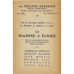 Jean cocteau, La machine à écrire, mise en scène par Raymond Rouleau au Théâtre Hébertot, 1941
