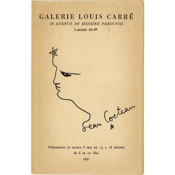 plaquette accompagnant l'exposition des dessins de Jean Cocteau à la galerie Louis Carré, à Paris, du 6 au 20 mai 1941
