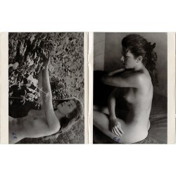 2 photos de nus d'Edouard Boubat, qu'il a identifiés de ses initiales au stylo bille bleu, 1952