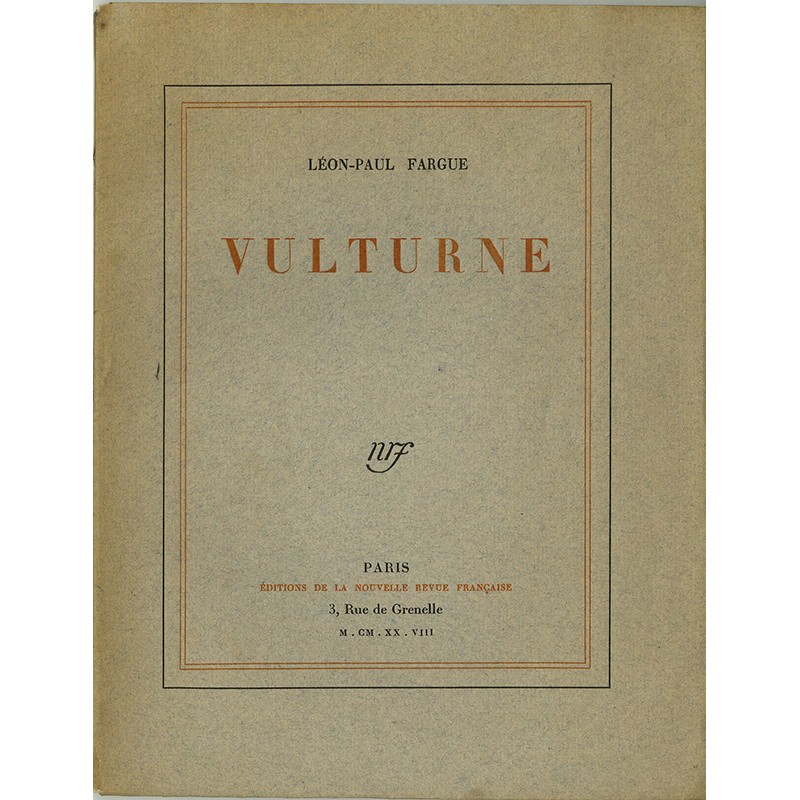 Couverture du livre de Léon-Paul Fargue "Vulturne" 1928