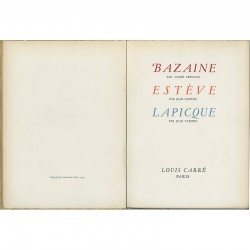 Page de titre du catalogue pour l'exposition "Bazaine, Estève et Lapicque" à la galerie Louis Carré