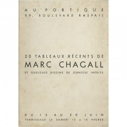 Carton d'invitation de Marc Chagall, Galerie Le Portique