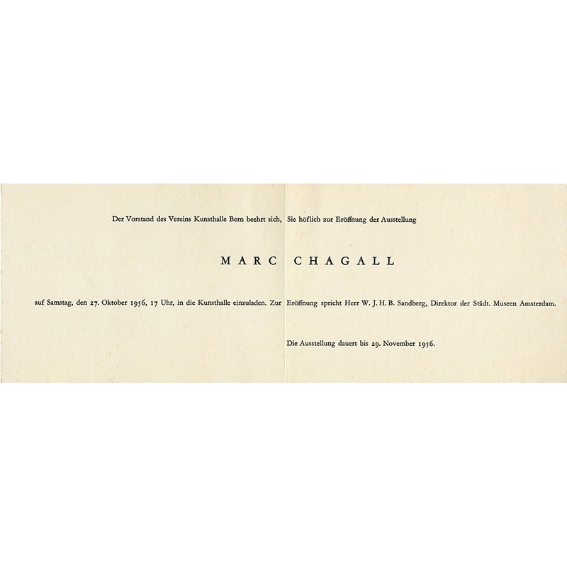 Pour le vernissage de l'exposition Chagall, Kunsthalle de Berne, 1956