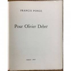 Le livre de Francis Ponge "Pour Oliver Debré" 1963