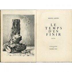 Lithographie originale de Pierre Roy en frontispice  du livre " Le temps d'en finir" poème de Roger Lannes