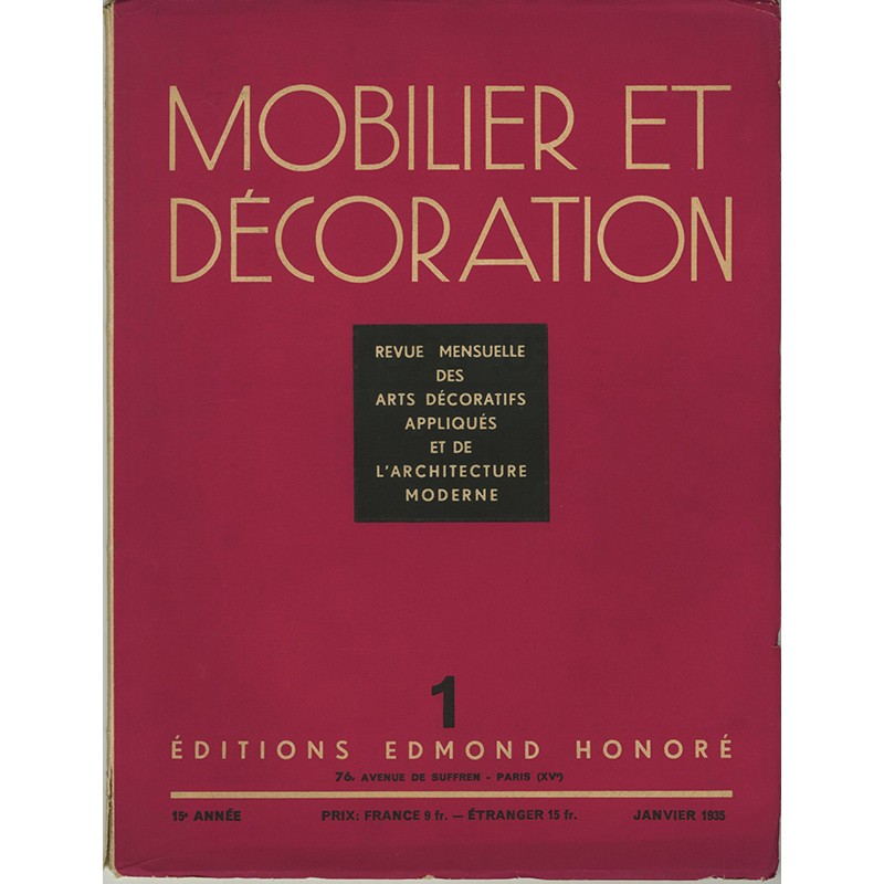 couverture de Mobilier et Décoration - n°1 - 1935