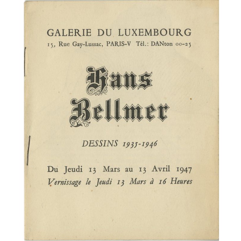 Hans Bellmer, Dessins, 1935-1946, Galerie du Luxembourg