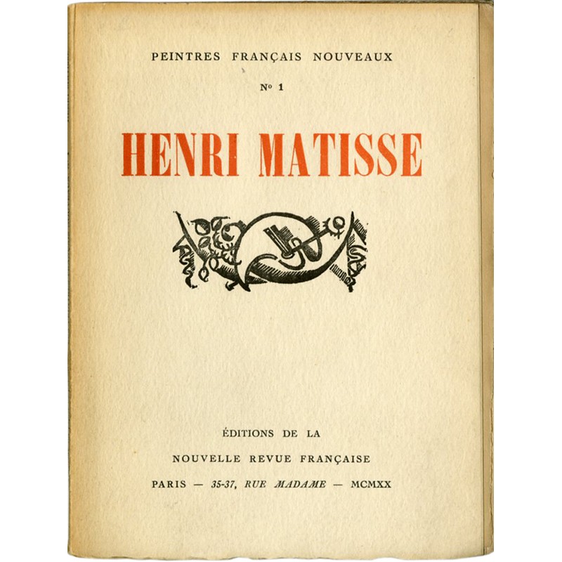 Henri Matisse, Peintres français nouveaux, NRF, 1920