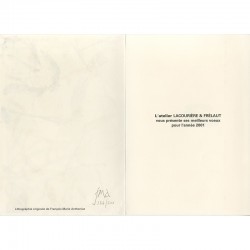 Carte de vœux de l'atelier Lacourière et Frélaut pour l'année 2001