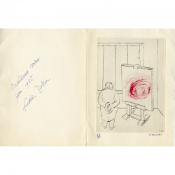 Gravure signée et numérotée de Frédéric Zeller, carte de voeux de 1965